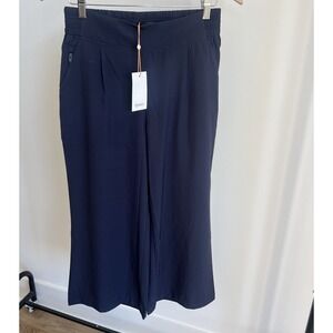 Quince Pants Wide Leg Stretch Cropped Women's Small Navy‎ BLue NEW
